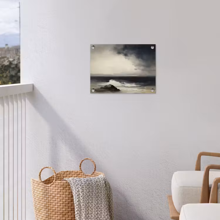 Zee - Rotsen - Storm tuinposter los doek klein -sfeer8