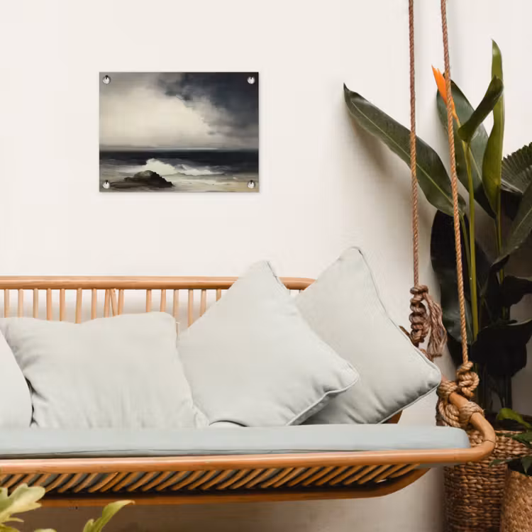 Zee - Rotsen - Storm tuinposter los doek klein -sfeer7