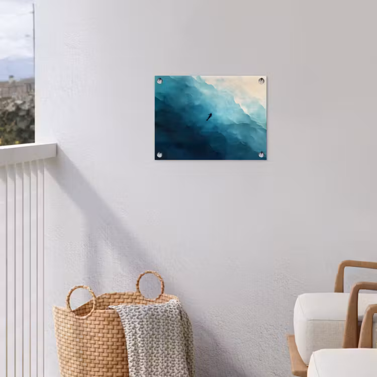 Zee - Silhouet - Abstract - Blauw tuinposter los doek klein -sfeer8