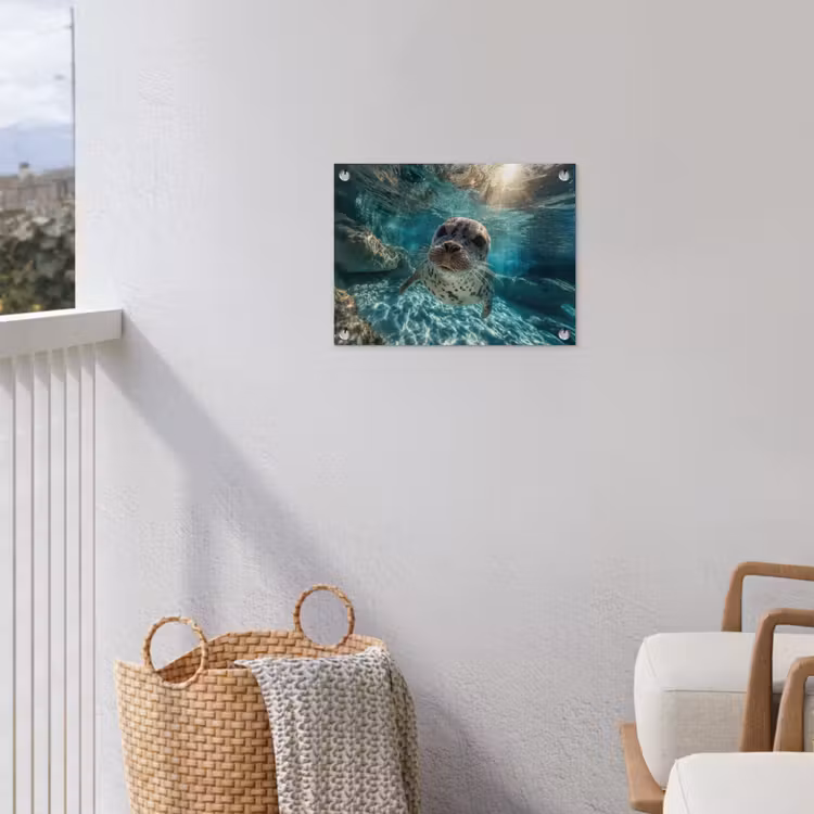 Zeehond - Water - Blauw tuinposter los doek klein -sfeer8