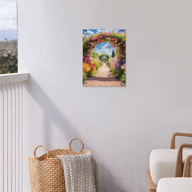 Doorkijk - Bloemen - Kleurrijk - Natuur tuinposter los doek klein -sfeer8