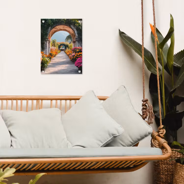 Doorkijk - Bloemen - Tropisch - Kleurrijk tuinposter los doek klein -sfeer7