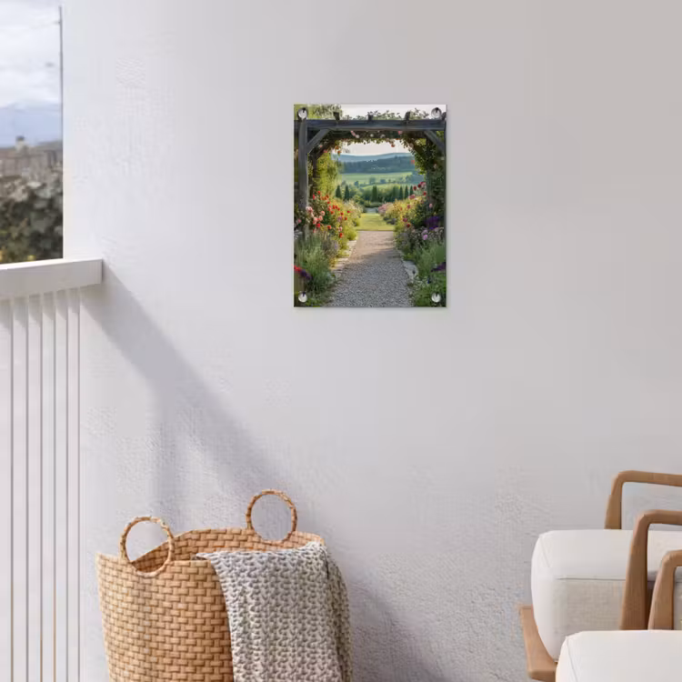 Doorkijk - Landschap - Natuur - Tuinboog - Bloemen tuinposter los doek klein -sfeer8