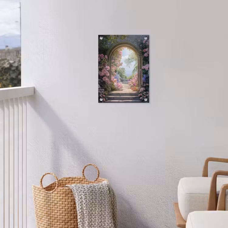 Doorkijk - Rozen - Vintage - Bloemen tuinposter los doek klein -sfeer8