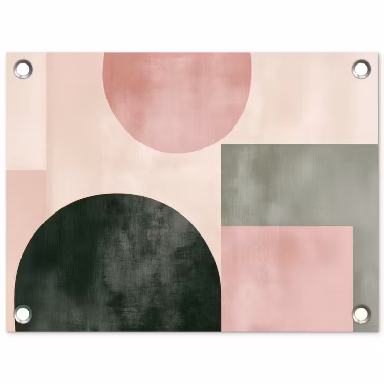 Vormen - Abstract - Cirkel - Zwart tuinposter los doek klein -3d