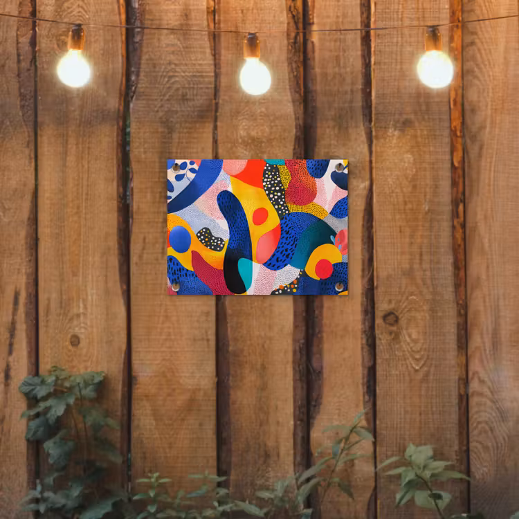 Vormen - Abstract - Stippels - Blauw tuinposter los doek klein -sfeer1