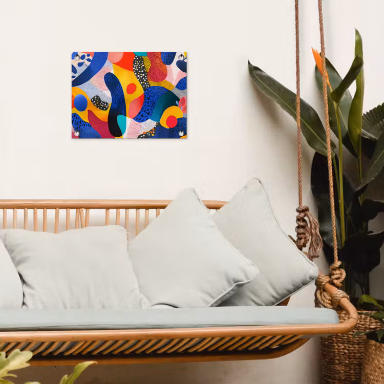 Vormen - Abstract - Stippels - Blauw tuinposter los doek klein -sfeer7
