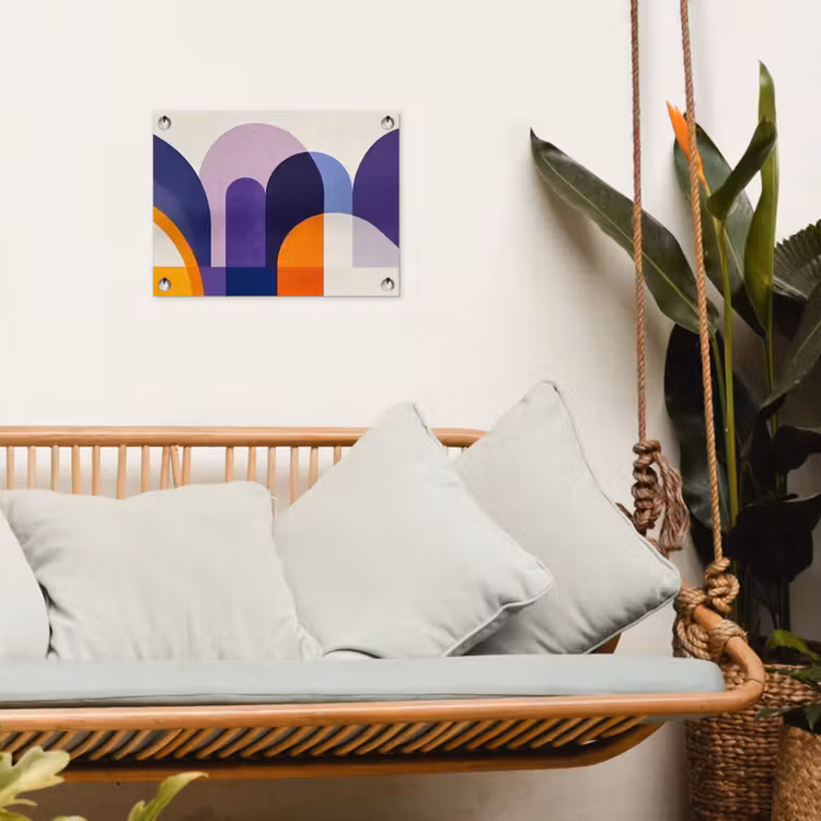 Vormen - Abstract - Grafisch - Oranje tuinposter los doek klein -sfeer7