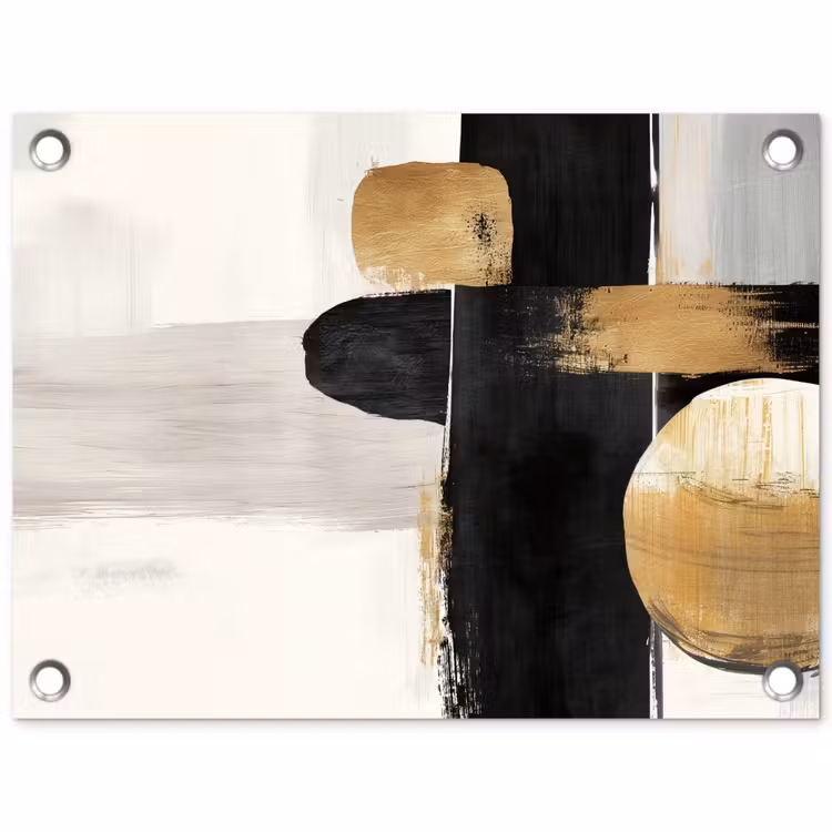 Vormen - Penseelstreken - Abstract - Goud tuinposter los doek klein -3d