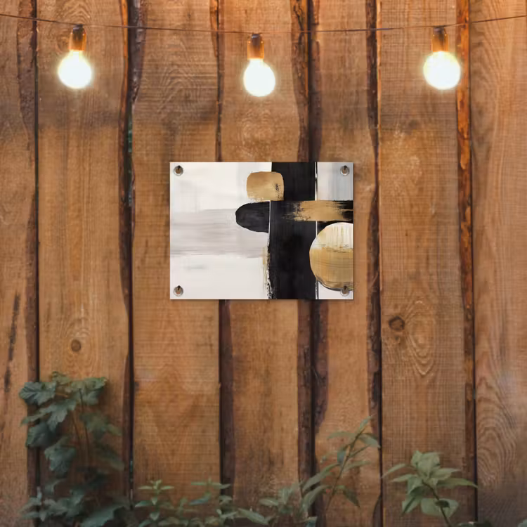 Vormen - Penseelstreken - Abstract - Goud tuinposter los doek klein -sfeer1