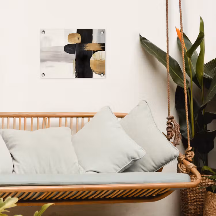 Vormen - Penseelstreken - Abstract - Goud tuinposter los doek klein -sfeer7