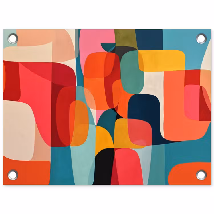Vormen - Kleurrijk - Abstract - Vlakken tuinposter los doek klein -3d