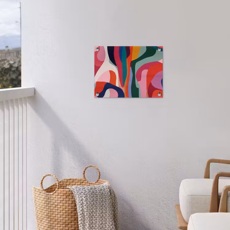 Vormen - Bochten - Kleurrijk - Abstract tuinposter los doek klein -sfeer8