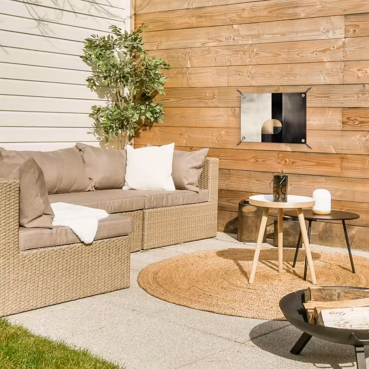 Vormen - Modern - Zwart tuinposter los doek klein -sfeer4