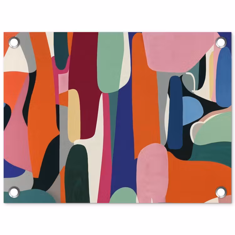 Vormen - Ritmisch - Kleuren - Abstract tuinposter los doek klein -3d