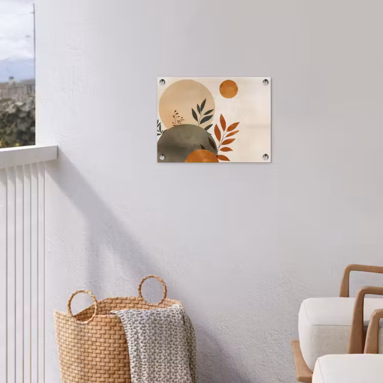 Vormen - Rond - Bladeren - Beige tuinposter los doek klein -sfeer8