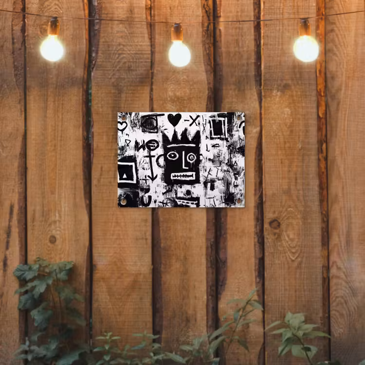 Vormen - Gezocht - Zwart - Abstract tuinposter los doek klein -sfeer1