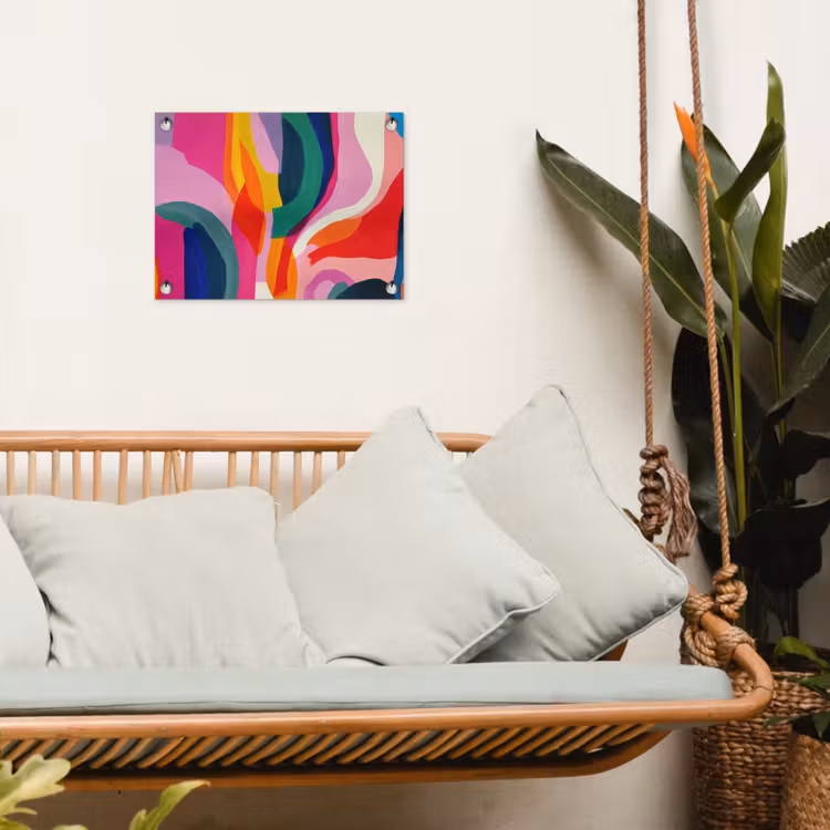 Vormen - Golvend - Abstract - Felroze tuinposter los doek klein -sfeer7