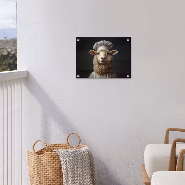 Schaap - Wol - Kok tuinposter los doek klein -sfeer8