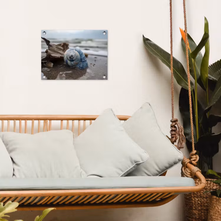 Schelp - Strand - Blauw - Zee tuinposter los doek klein -sfeer7