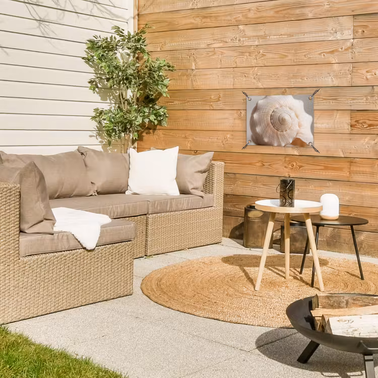 Schelp - Detail - Beige tuinposter los doek klein -sfeer4
