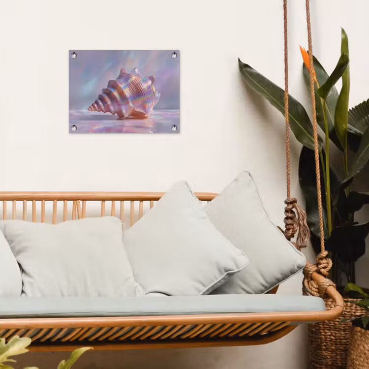 Schelp - Glanzend - Regenboogtinten tuinposter los doek klein -sfeer7