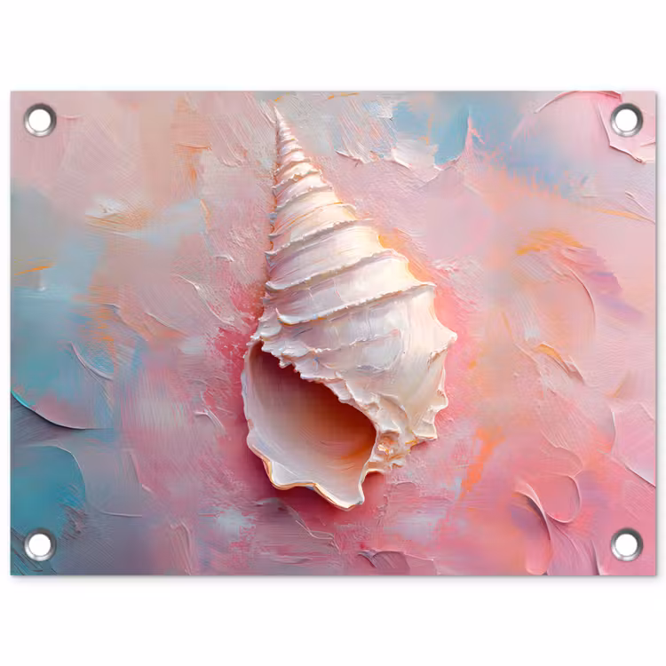 Schelp - Pastel - Pink tuinposter los doek klein -3d
