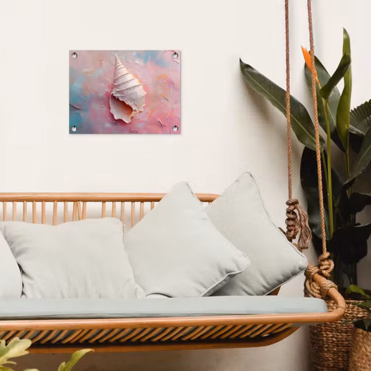 Schelp - Pastel - Pink tuinposter los doek klein -sfeer7