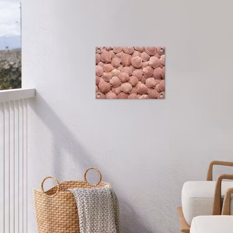 Schelpen - Patroon - Roze tuinposter los doek klein -sfeer8