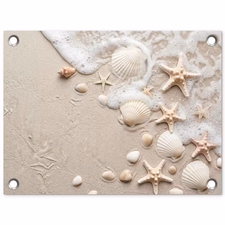 Schelpen - Zeesterren - Strand tuinposter los doek klein -3d
