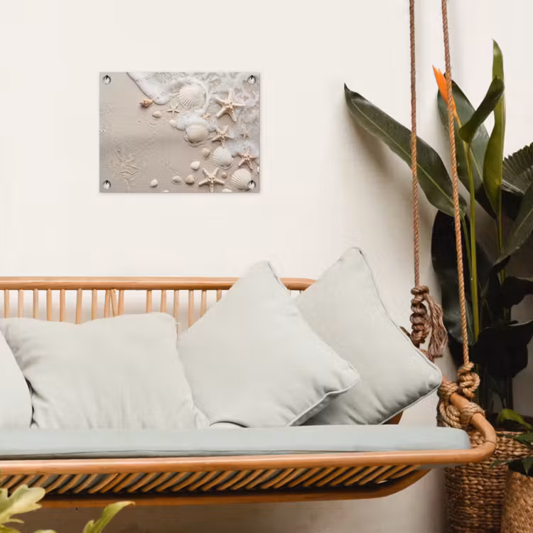 Schelpen - Zeesterren - Strand tuinposter los doek klein -sfeer7