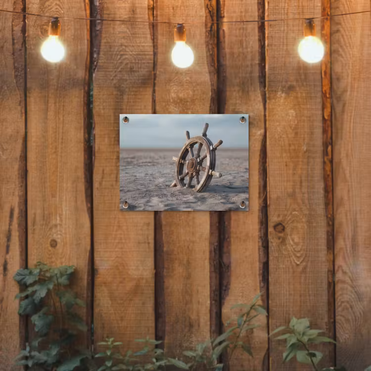 Scheepsstuur - Hout - Bruin - Zand tuinposter los doek klein -sfeer1