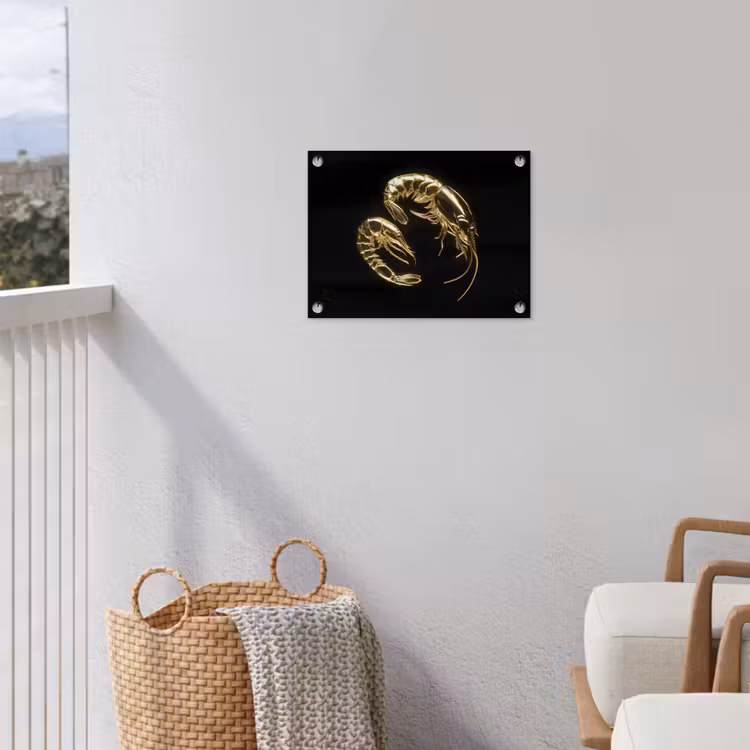 Garnalen - Zwart - Goud - Dieren tuinposter los doek klein -sfeer8