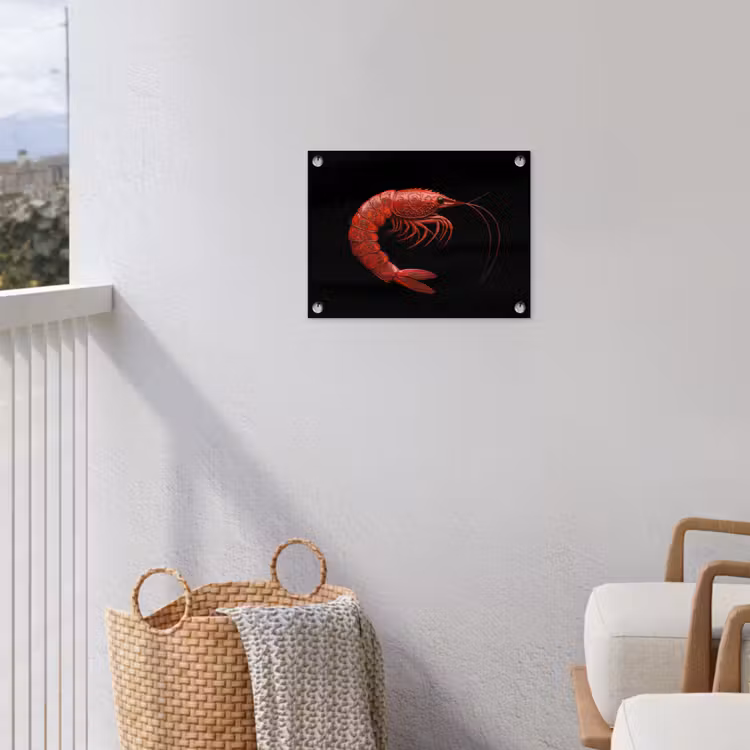 Garnaal - Rood - Dieren tuinposter los doek klein -sfeer8