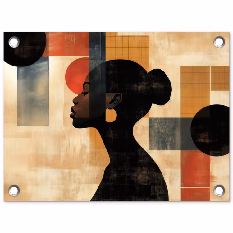 Zijaanzicht - Vrouw - Vormen tuinposter los doek klein -3d