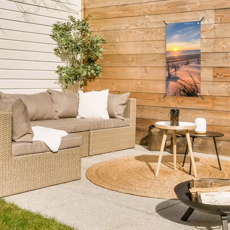 Zandpad bij Zonsondergang tuinposter los doek klein -sfeer4