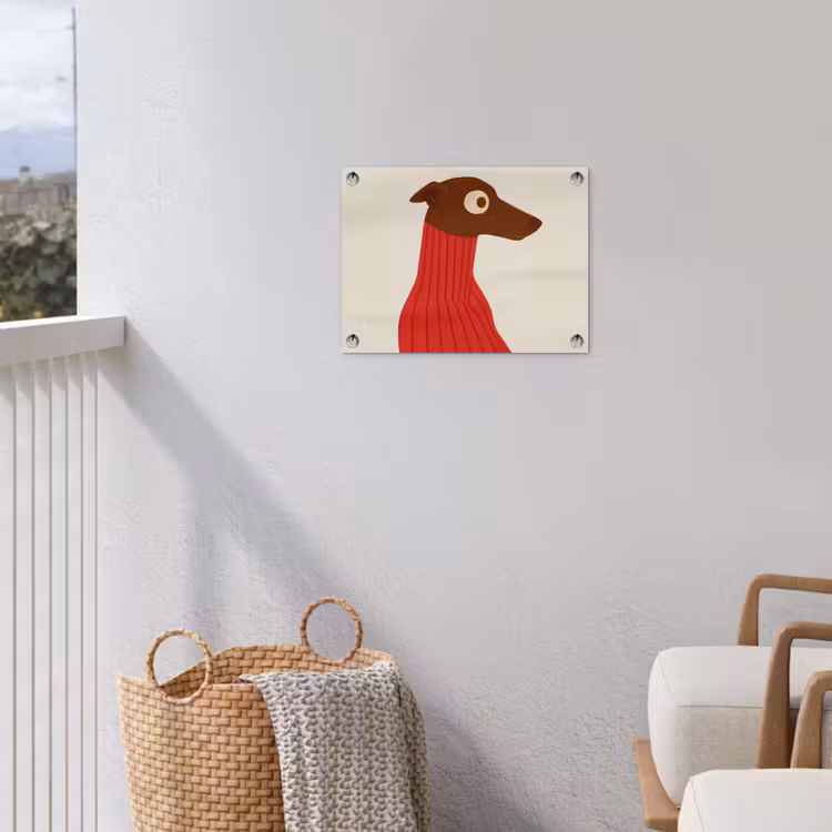Silhouet - Hond - Trui - Rood tuinposter los doek klein -sfeer8