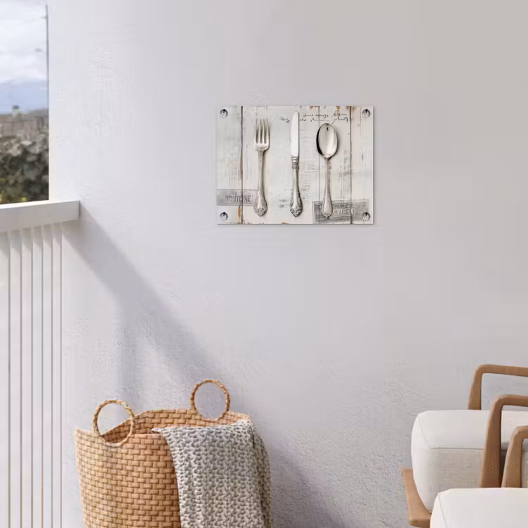 Zilver - Bestek - Hout tuinposter los doek klein -sfeer8