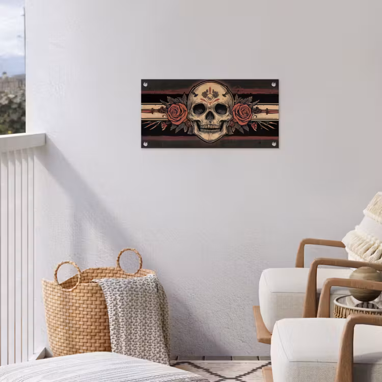Schedel - Rozen - Gotisch tuinposter los doek klein -sfeer8