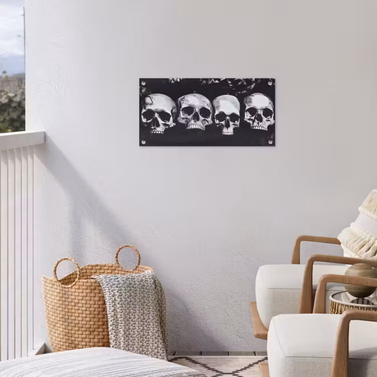 Schedels - Zwart - Contrast tuinposter los doek klein -sfeer8