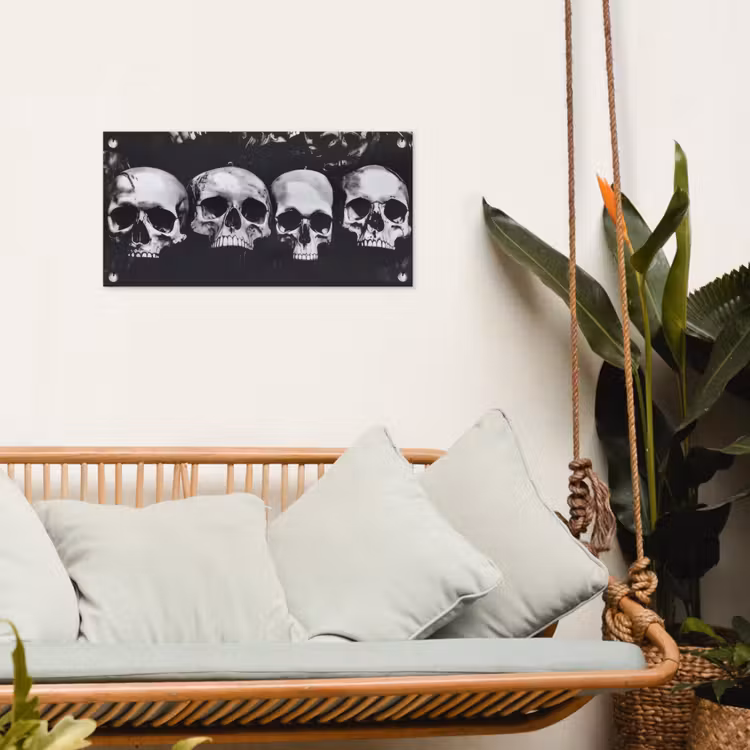 Schedels - Zwart - Contrast tuinposter los doek klein -sfeer7