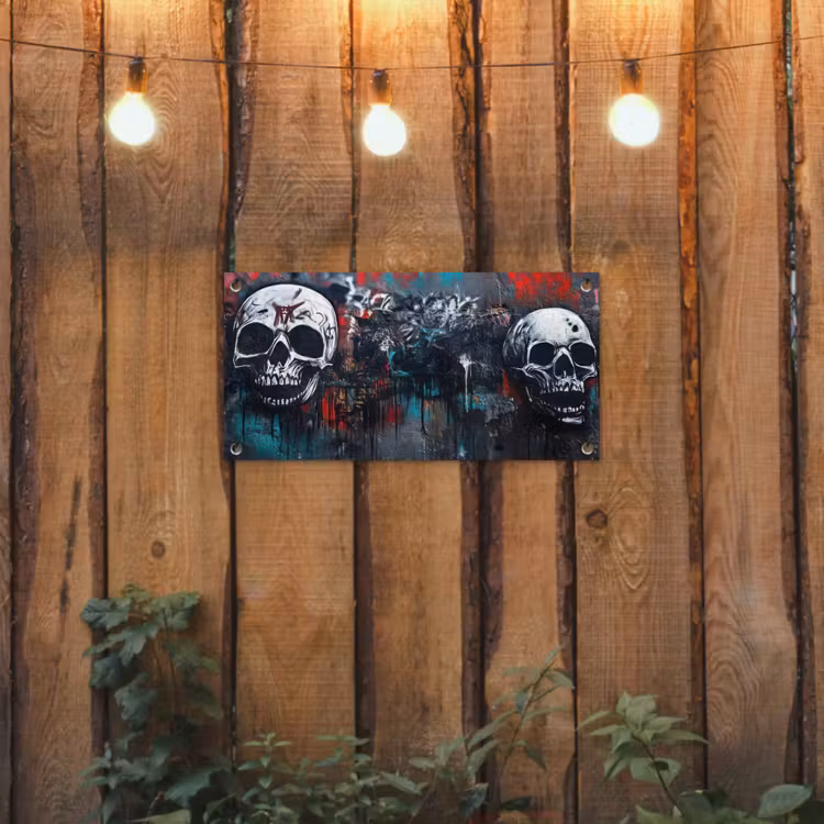 Schedels - Graffiti - Abstract tuinposter los doek klein -sfeer1