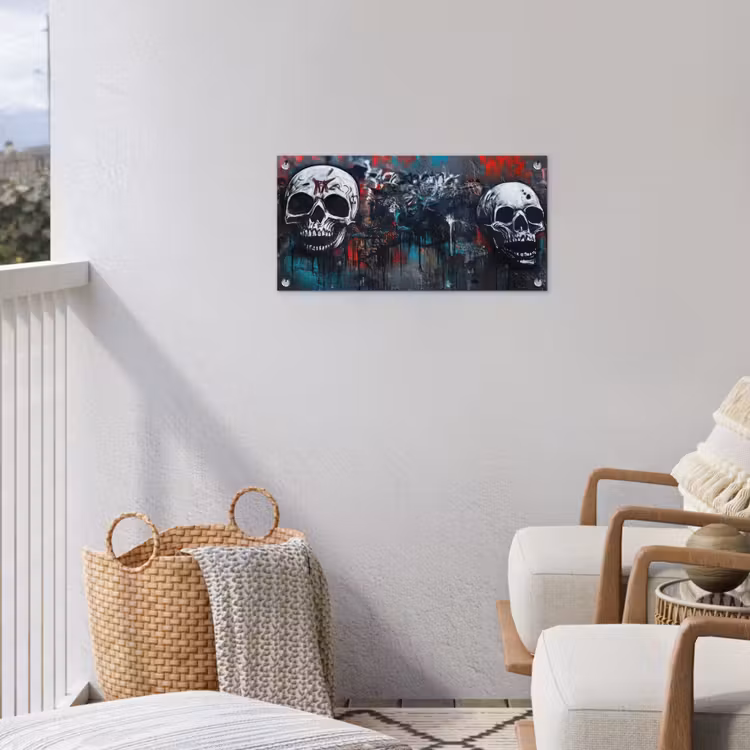Schedels - Graffiti - Abstract tuinposter los doek klein -sfeer8