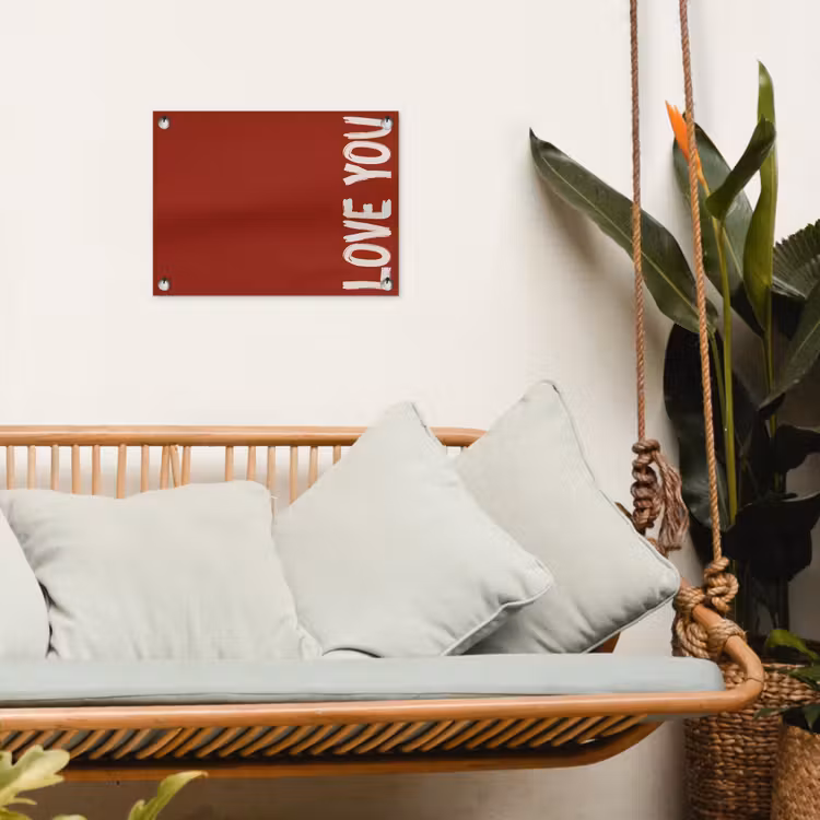 Schuin - Loveyou - Rood tuinposter los doek klein -sfeer7