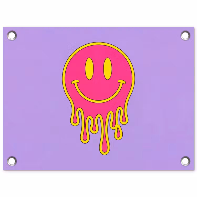 Smiley - Drip - Neon tuinposter los doek klein -3d