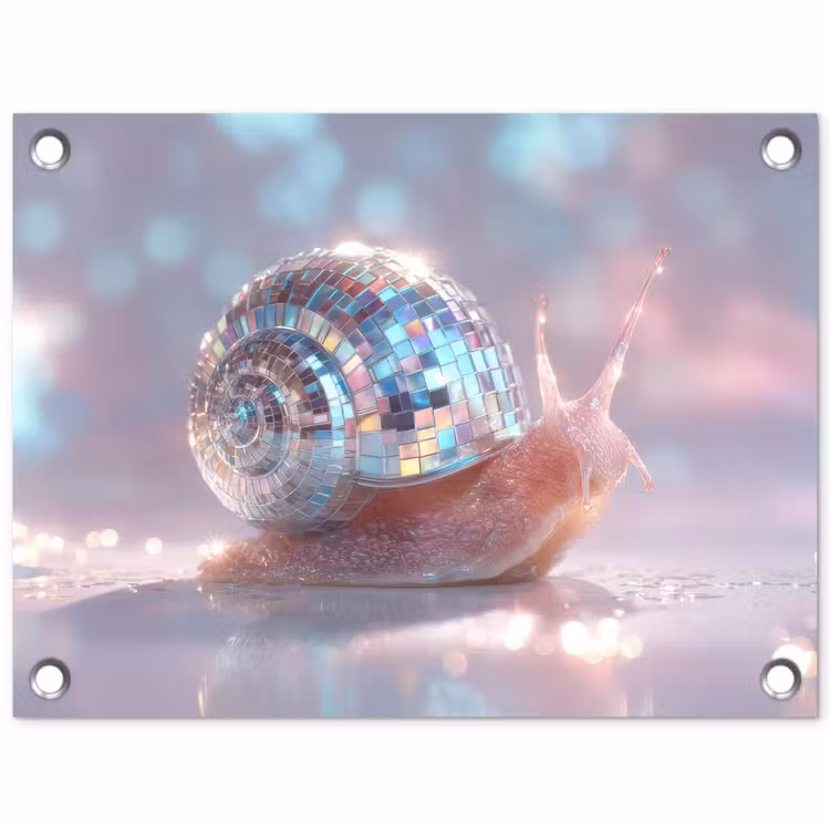 Slak - Disco - Mozaïek - Blauw tuinposter los doek klein -3d