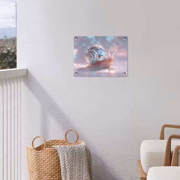 Slak - Disco - Mozaïek - Blauw tuinposter los doek klein -sfeer8