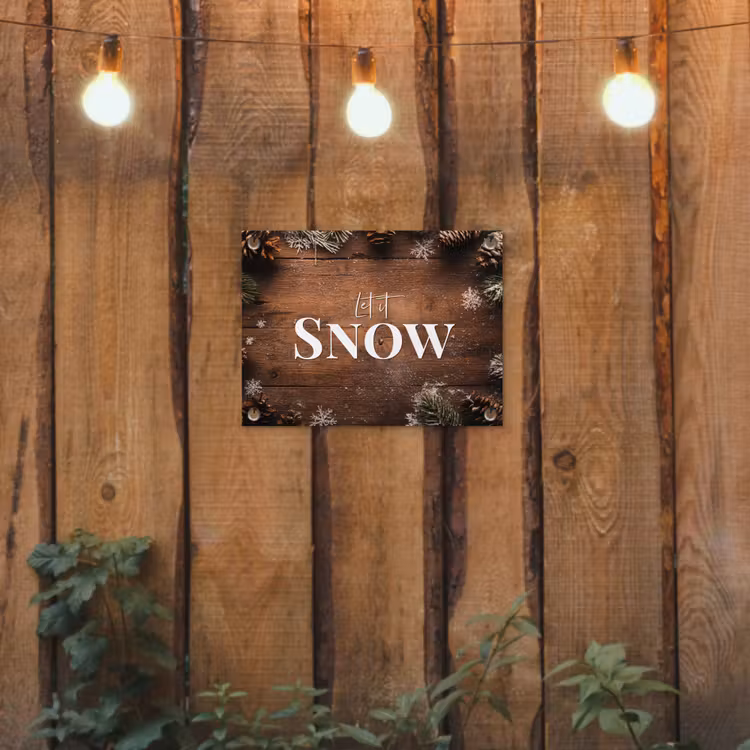 Sneeuw - Houtlook - Quote - Let it snow tuinposter los doek klein -sfeer1