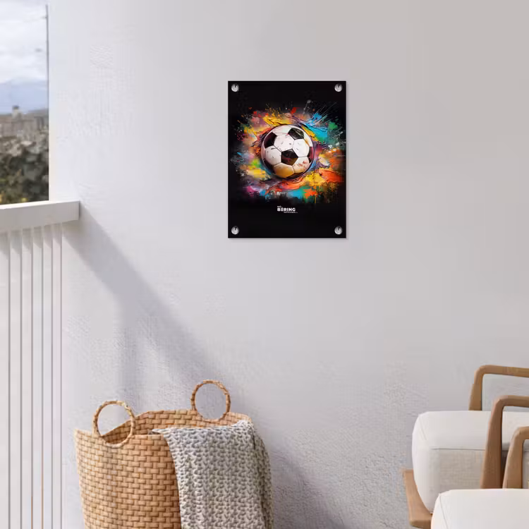 Voetbal omringd door verfklodders tuinposter los doek klein -sfeer8