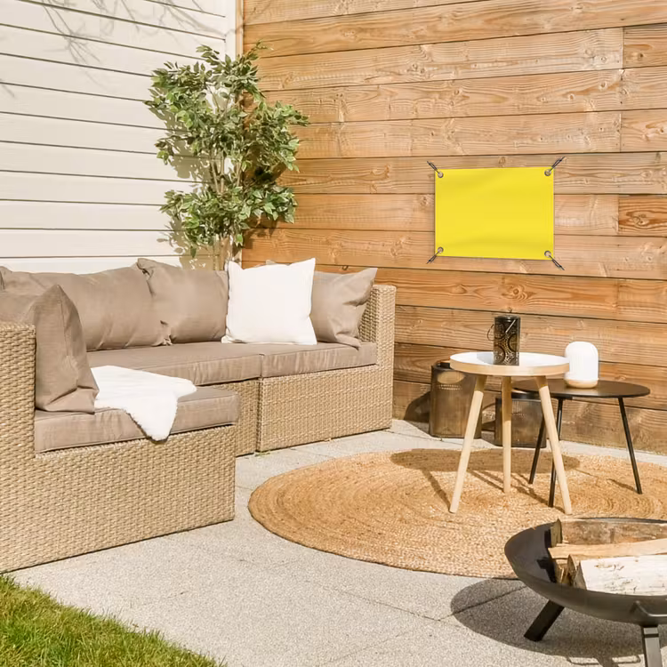 Soft - Custard - Geel tuinposter los doek klein 239 -sfeer4